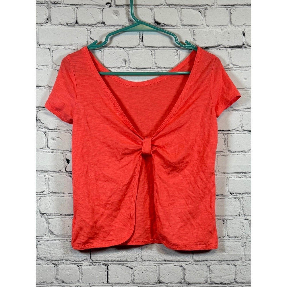 Aeropostale Twist Front Top Low Back Tee Casual Everyday Coral Size S